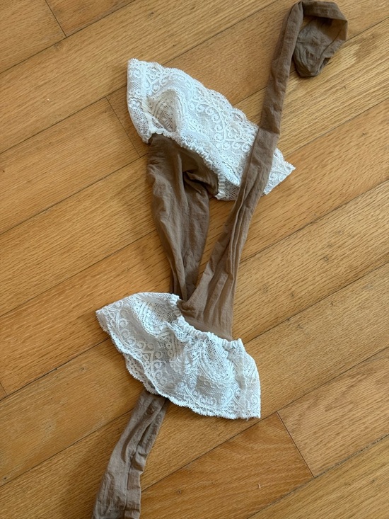 Charm and Attitude Accessories - Tan Thigh High Stockings with White Lace 🐇